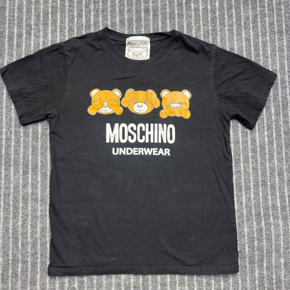 Moschino Mens Underwear T-Shirt XL Black Three Bears Graphic Logo Tee